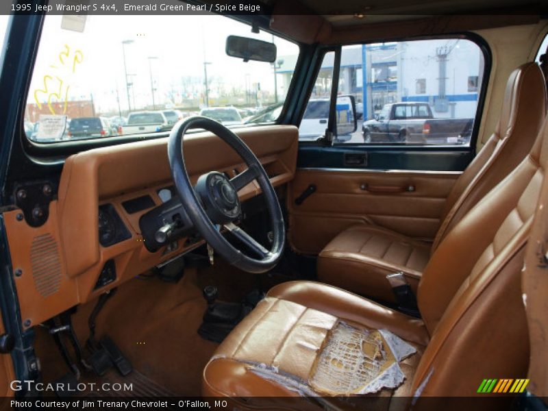 Emerald Green Pearl / Spice Beige 1995 Jeep Wrangler S 4x4