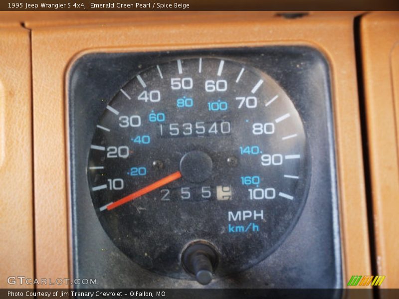 Emerald Green Pearl / Spice Beige 1995 Jeep Wrangler S 4x4
