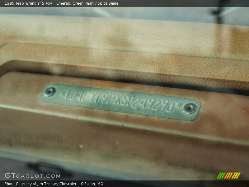 Emerald Green Pearl / Spice Beige 1995 Jeep Wrangler S 4x4
