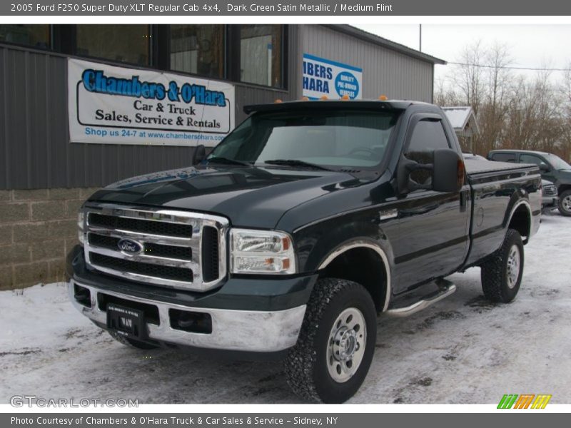 Dark Green Satin Metallic / Medium Flint 2005 Ford F250 Super Duty XLT Regular Cab 4x4