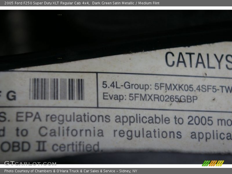 Dark Green Satin Metallic / Medium Flint 2005 Ford F250 Super Duty XLT Regular Cab 4x4