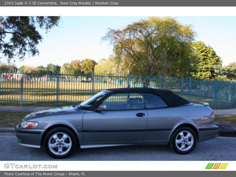 Steel Gray Metallic / Medium Gray 2001 Saab 9-3 SE Convertible