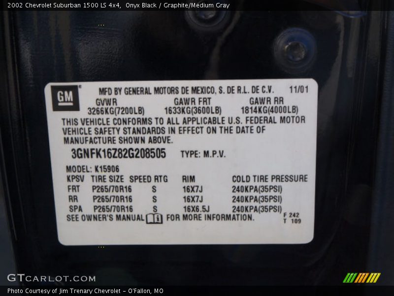 Onyx Black / Graphite/Medium Gray 2002 Chevrolet Suburban 1500 LS 4x4