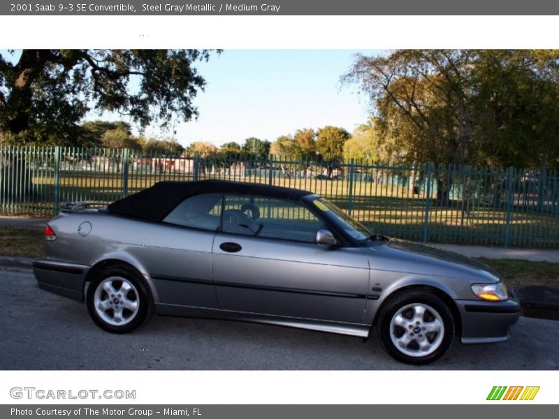 Steel Gray Metallic / Medium Gray 2001 Saab 9-3 SE Convertible