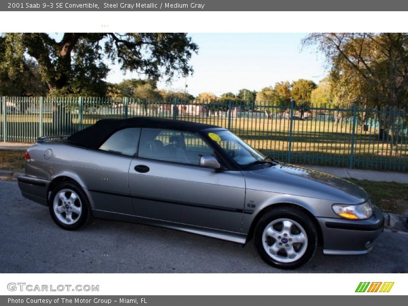 Steel Gray Metallic / Medium Gray 2001 Saab 9-3 SE Convertible