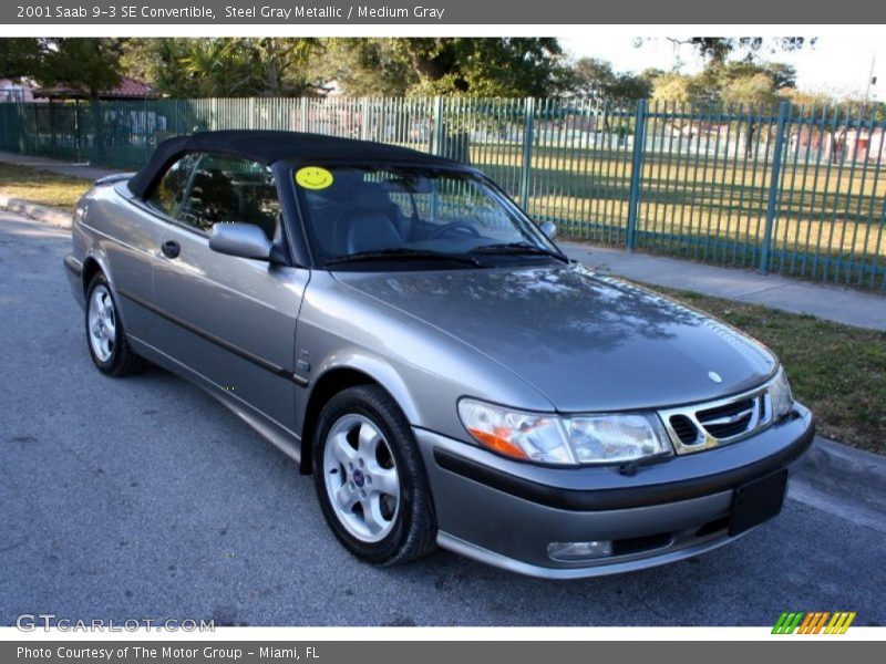 Steel Gray Metallic / Medium Gray 2001 Saab 9-3 SE Convertible