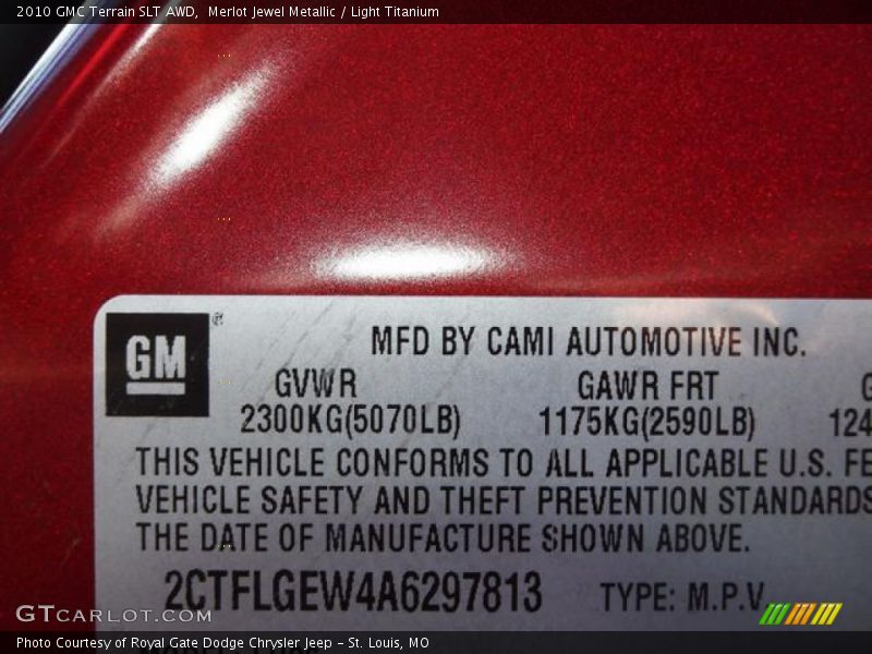Merlot Jewel Metallic / Light Titanium 2010 GMC Terrain SLT AWD