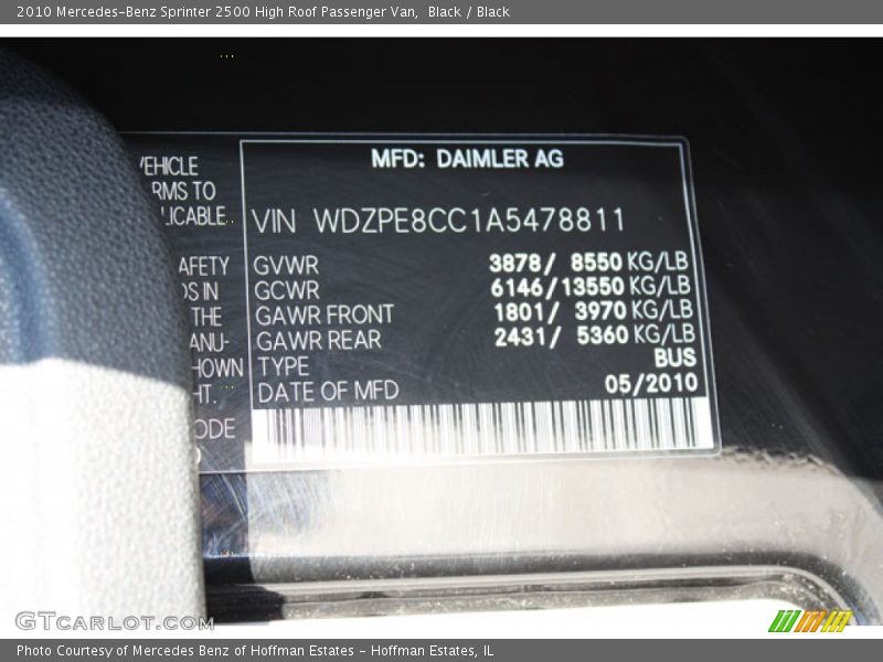 Black / Black 2010 Mercedes-Benz Sprinter 2500 High Roof Passenger Van