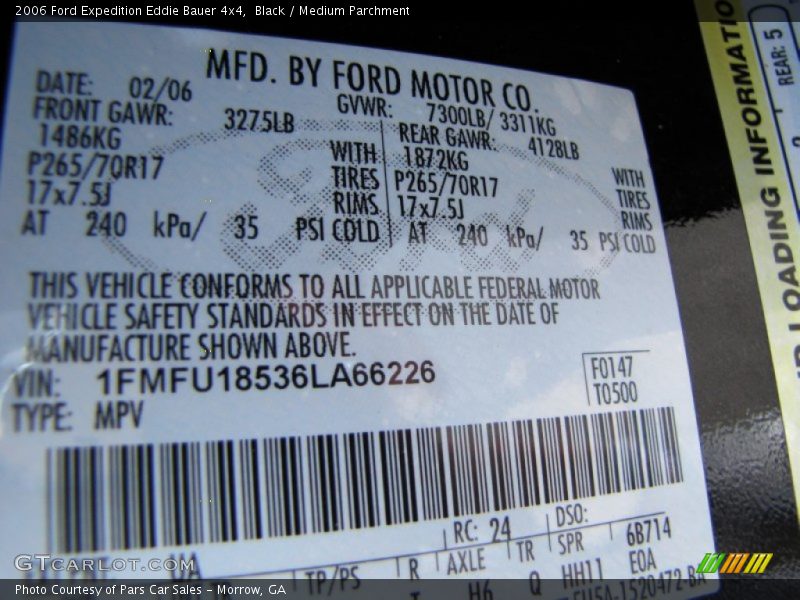 Black / Medium Parchment 2006 Ford Expedition Eddie Bauer 4x4