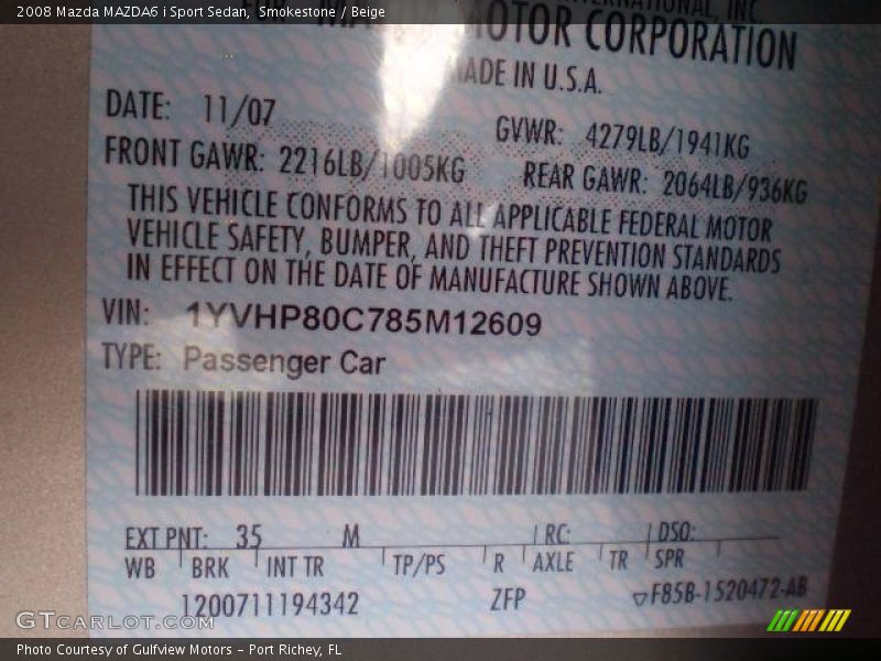 Smokestone / Beige 2008 Mazda MAZDA6 i Sport Sedan