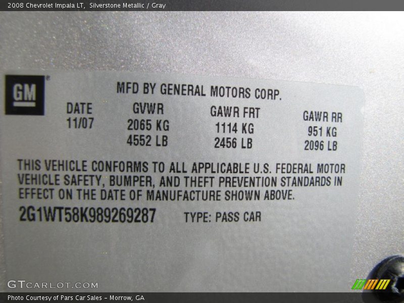 Silverstone Metallic / Gray 2008 Chevrolet Impala LT