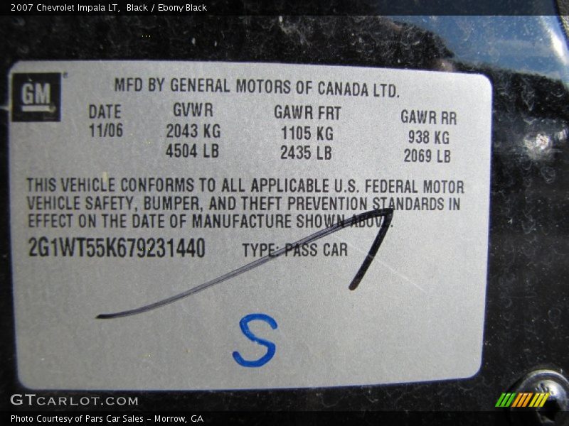 Black / Ebony Black 2007 Chevrolet Impala LT