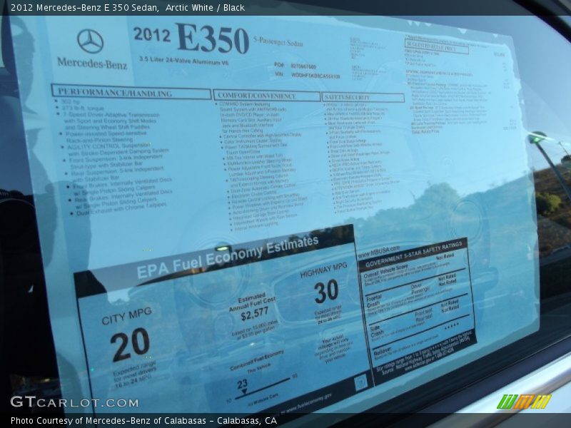  2012 E 350 Sedan Window Sticker