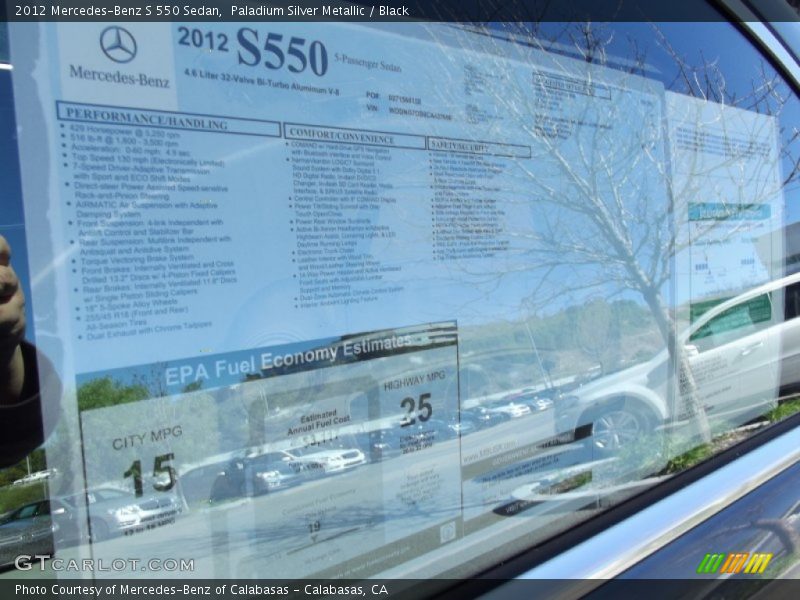 Paladium Silver Metallic / Black 2012 Mercedes-Benz S 550 Sedan