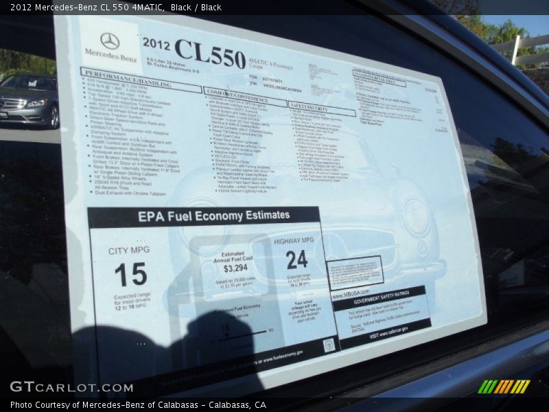  2012 CL 550 4MATIC Window Sticker