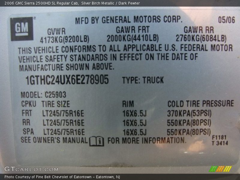 Silver Birch Metallic / Dark Pewter 2006 GMC Sierra 2500HD SL Regular Cab