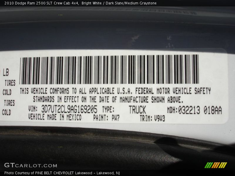 Bright White / Dark Slate/Medium Graystone 2010 Dodge Ram 2500 SLT Crew Cab 4x4
