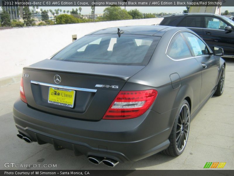 designo Magno Night Black matte / AMG Edition 1 Black Nappa/Red Stitching 2012 Mercedes-Benz C 63 AMG Edition 1 Coupe