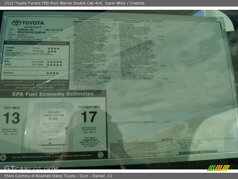 Super White / Graphite 2012 Toyota Tundra TRD Rock Warrior Double Cab 4x4