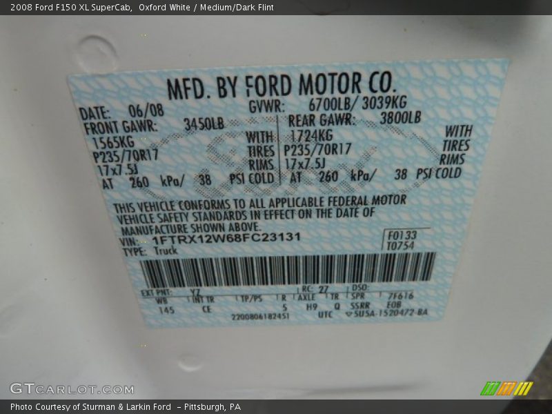 Oxford White / Medium/Dark Flint 2008 Ford F150 XL SuperCab