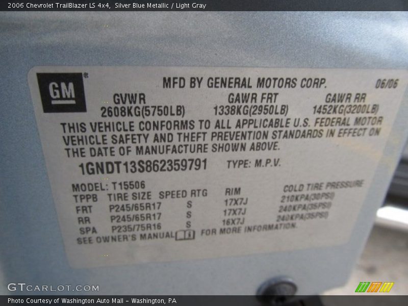 Silver Blue Metallic / Light Gray 2006 Chevrolet TrailBlazer LS 4x4