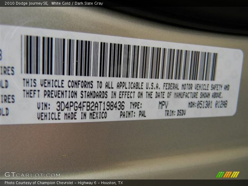 White Gold / Dark Slate Gray 2010 Dodge Journey SE