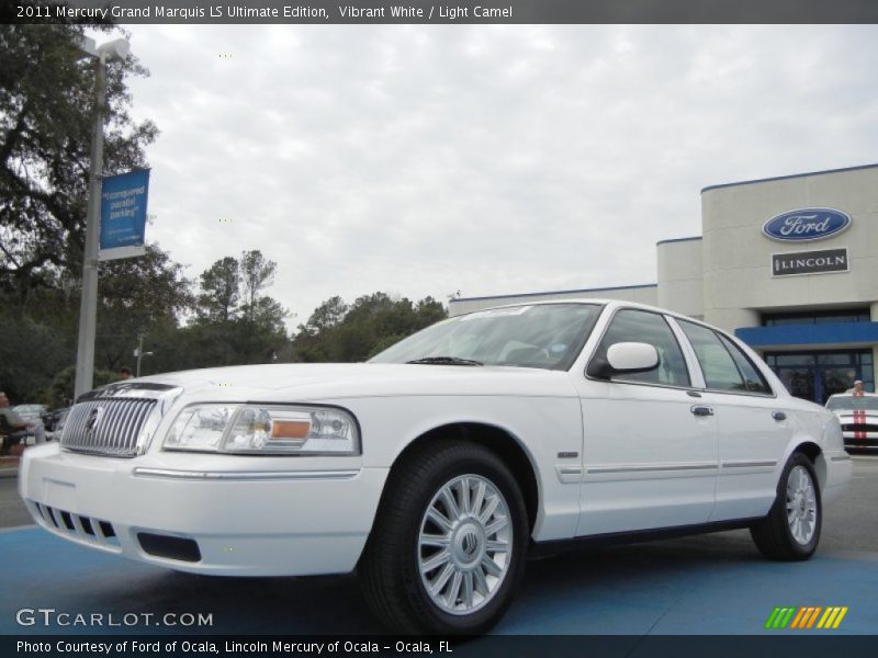 Vibrant White / Light Camel 2011 Mercury Grand Marquis LS Ultimate Edition