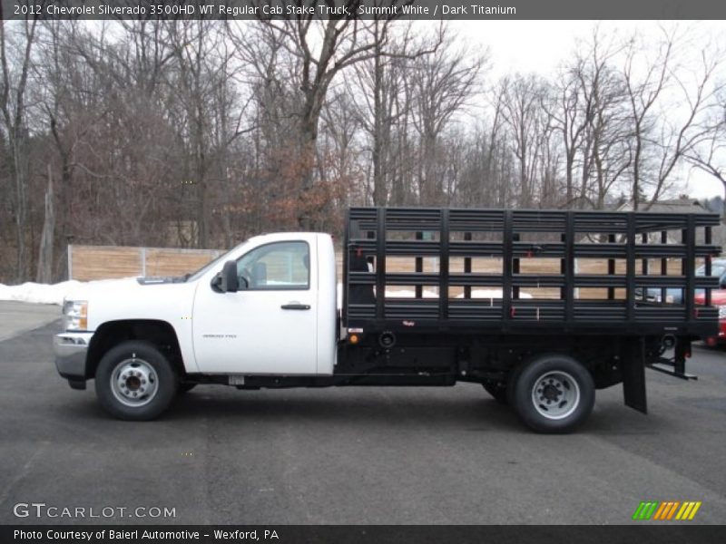 Summit White / Dark Titanium 2012 Chevrolet Silverado 3500HD WT Regular Cab Stake Truck