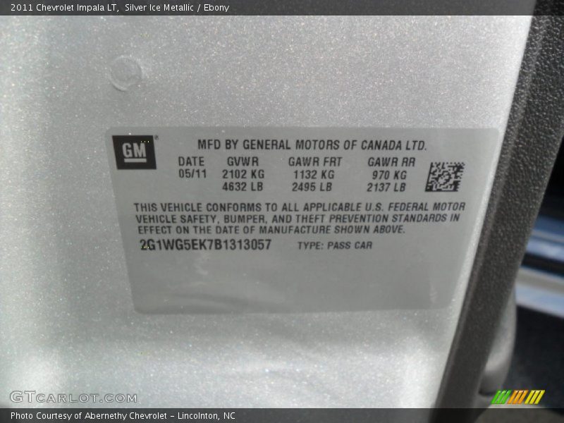 Silver Ice Metallic / Ebony 2011 Chevrolet Impala LT