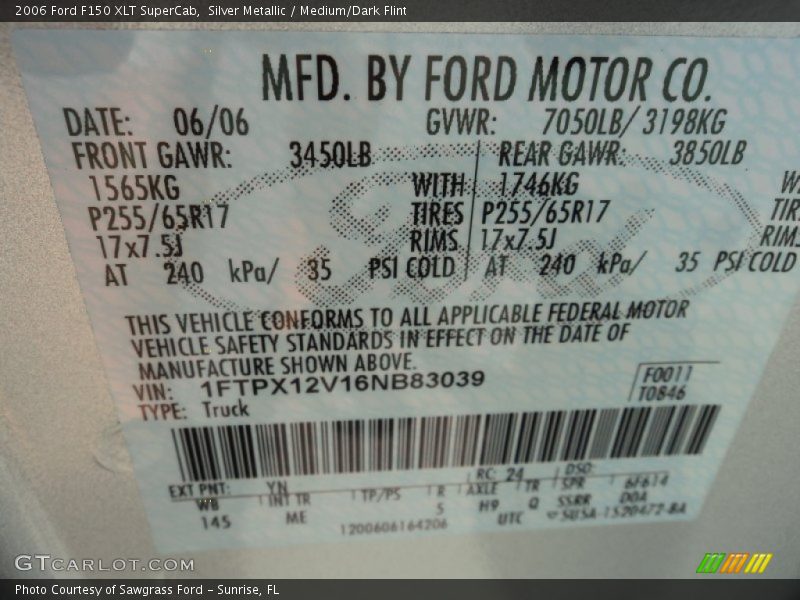 2006 F150 XLT SuperCab Silver Metallic Color Code YN