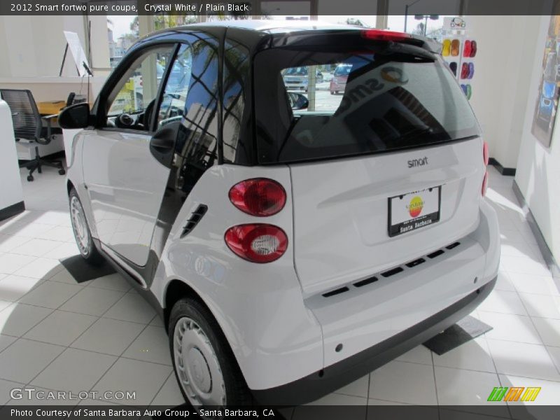 Crystal White / Plain Black 2012 Smart fortwo pure coupe