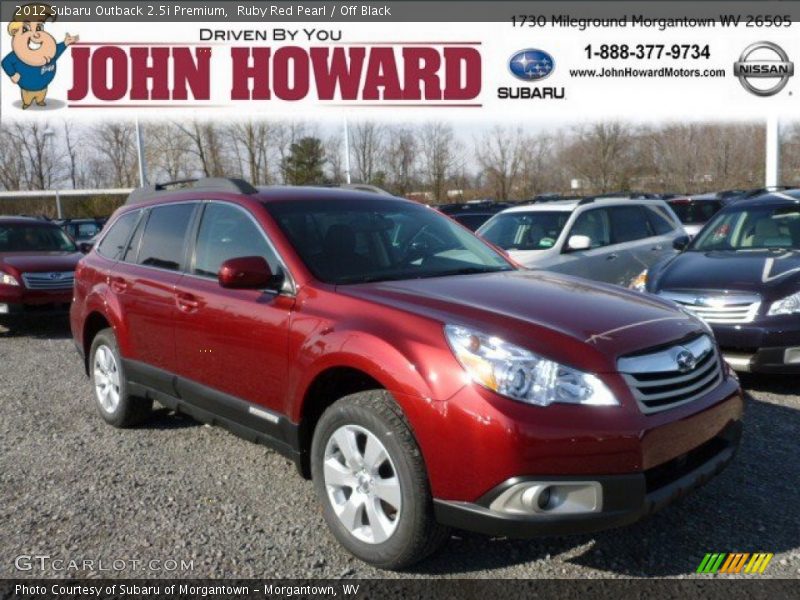 Ruby Red Pearl / Off Black 2012 Subaru Outback 2.5i Premium