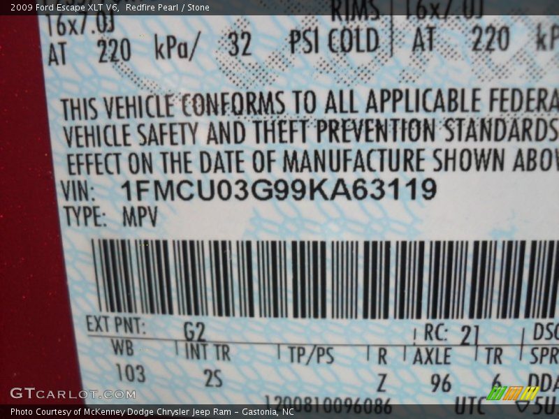 Redfire Pearl / Stone 2009 Ford Escape XLT V6