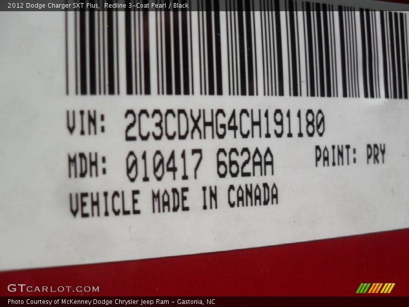 2012 Charger SXT Plus Redline 3-Coat Pearl Color Code PRY