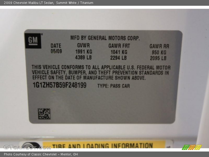 Summit White / Titanium 2009 Chevrolet Malibu LT Sedan