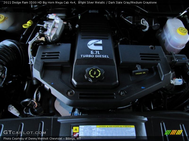  2011 Ram 3500 HD Big Horn Mega Cab 4x4 Engine - 6.7 Liter OHV 24-Valve Cummins Turbo-Diesel Inline 6 Cylinder