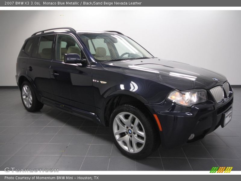 Monaco Blue Metallic / Black/Sand Beige Nevada Leather 2007 BMW X3 3.0si