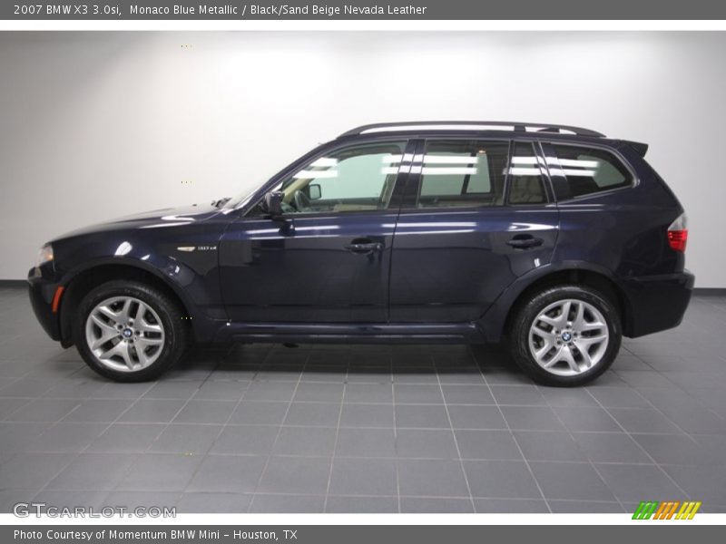 Monaco Blue Metallic / Black/Sand Beige Nevada Leather 2007 BMW X3 3.0si