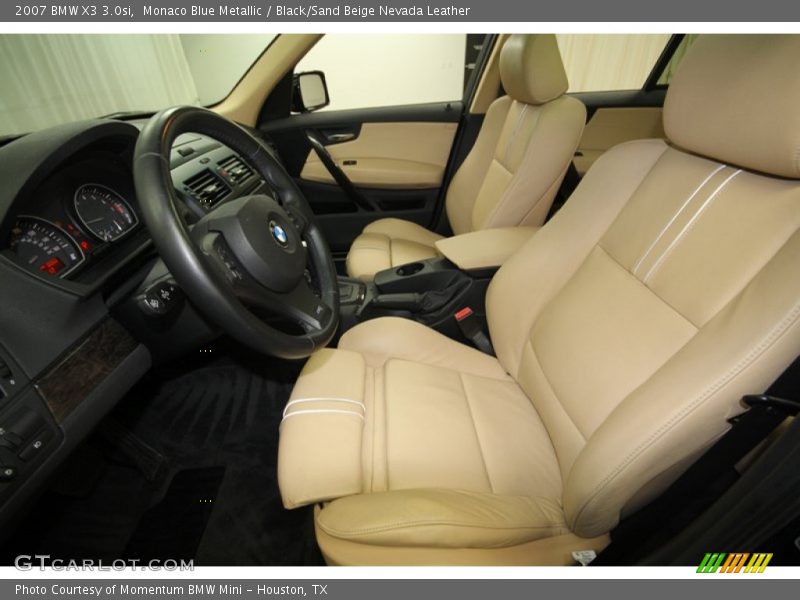 Monaco Blue Metallic / Black/Sand Beige Nevada Leather 2007 BMW X3 3.0si