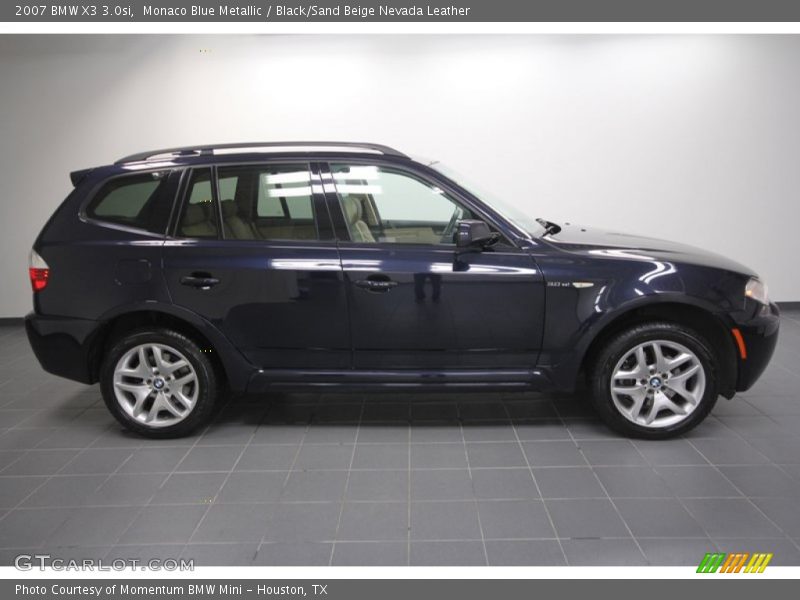 Monaco Blue Metallic / Black/Sand Beige Nevada Leather 2007 BMW X3 3.0si