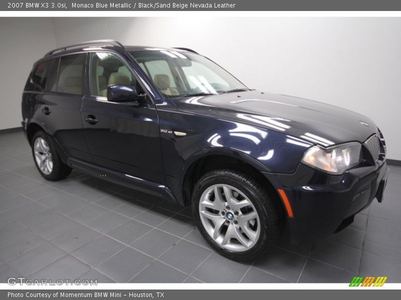 Monaco Blue Metallic / Black/Sand Beige Nevada Leather 2007 BMW X3 3.0si
