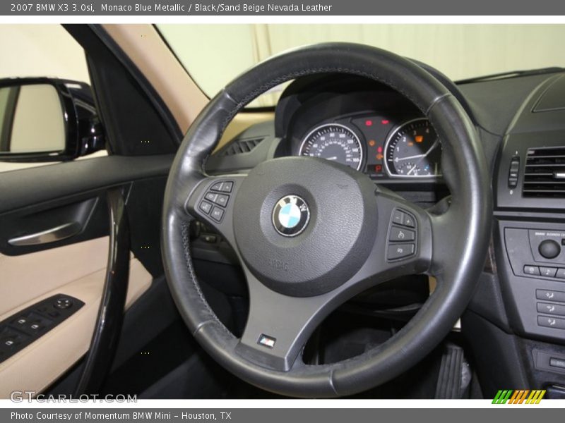 Monaco Blue Metallic / Black/Sand Beige Nevada Leather 2007 BMW X3 3.0si