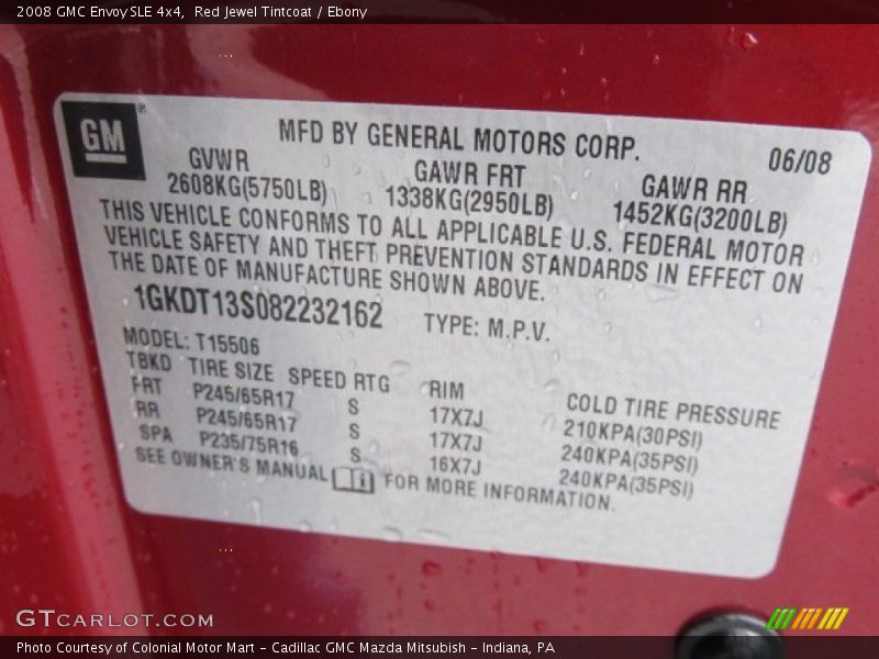 Red Jewel Tintcoat / Ebony 2008 GMC Envoy SLE 4x4