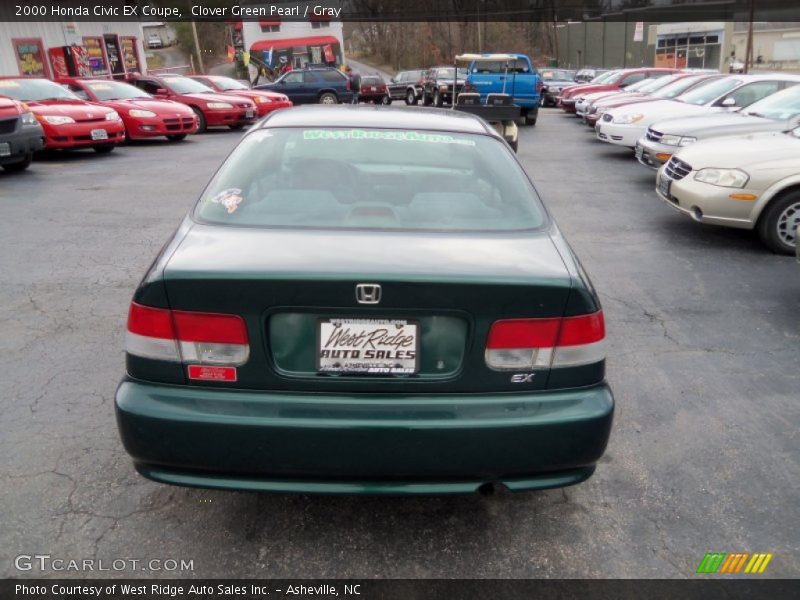 Clover Green Pearl / Gray 2000 Honda Civic EX Coupe