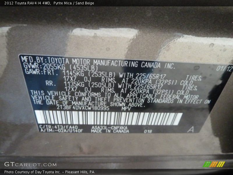 Pyrite Mica / Sand Beige 2012 Toyota RAV4 I4 4WD