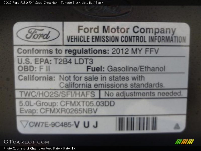Tuxedo Black Metallic / Black 2012 Ford F150 FX4 SuperCrew 4x4