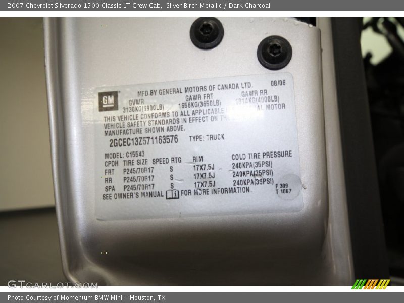 Silver Birch Metallic / Dark Charcoal 2007 Chevrolet Silverado 1500 Classic LT Crew Cab