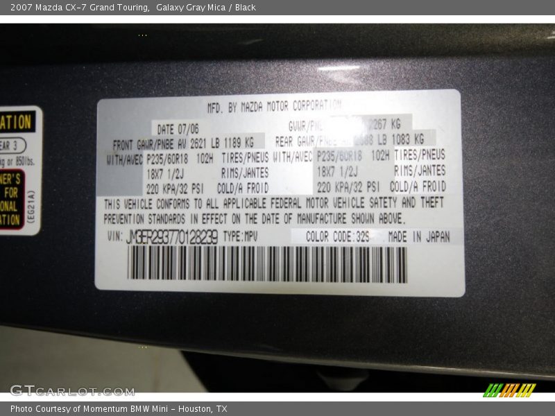 Galaxy Gray Mica / Black 2007 Mazda CX-7 Grand Touring