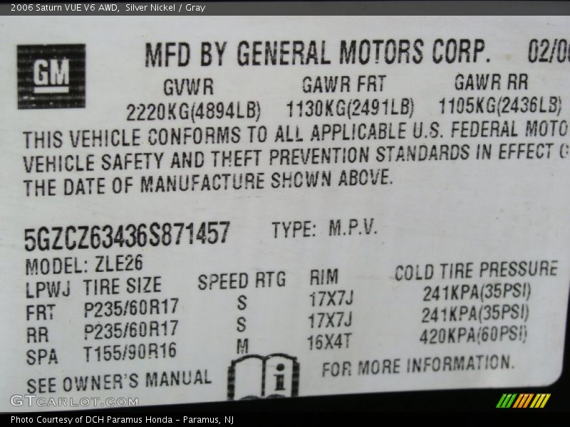 Silver Nickel / Gray 2006 Saturn VUE V6 AWD