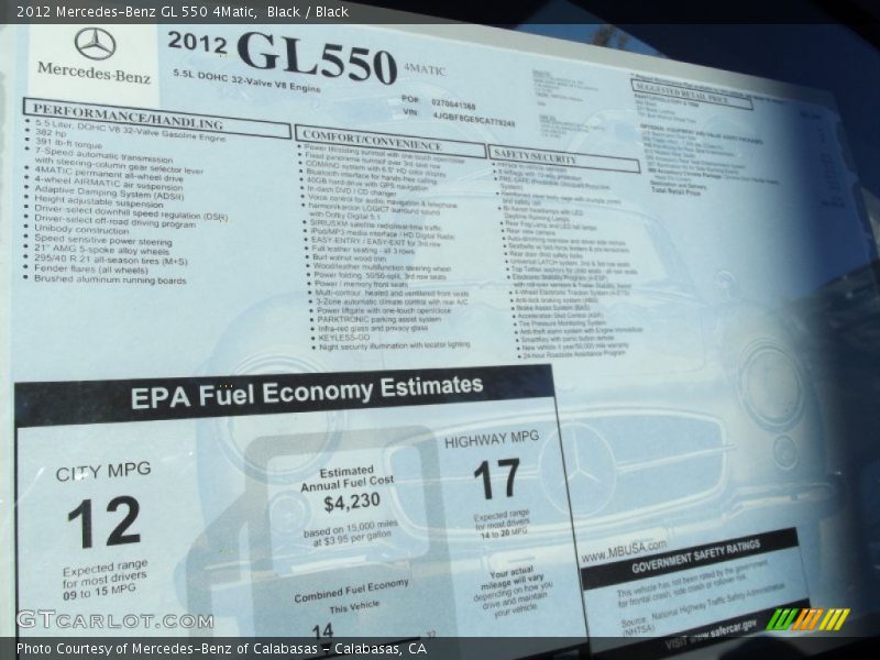 Black / Black 2012 Mercedes-Benz GL 550 4Matic